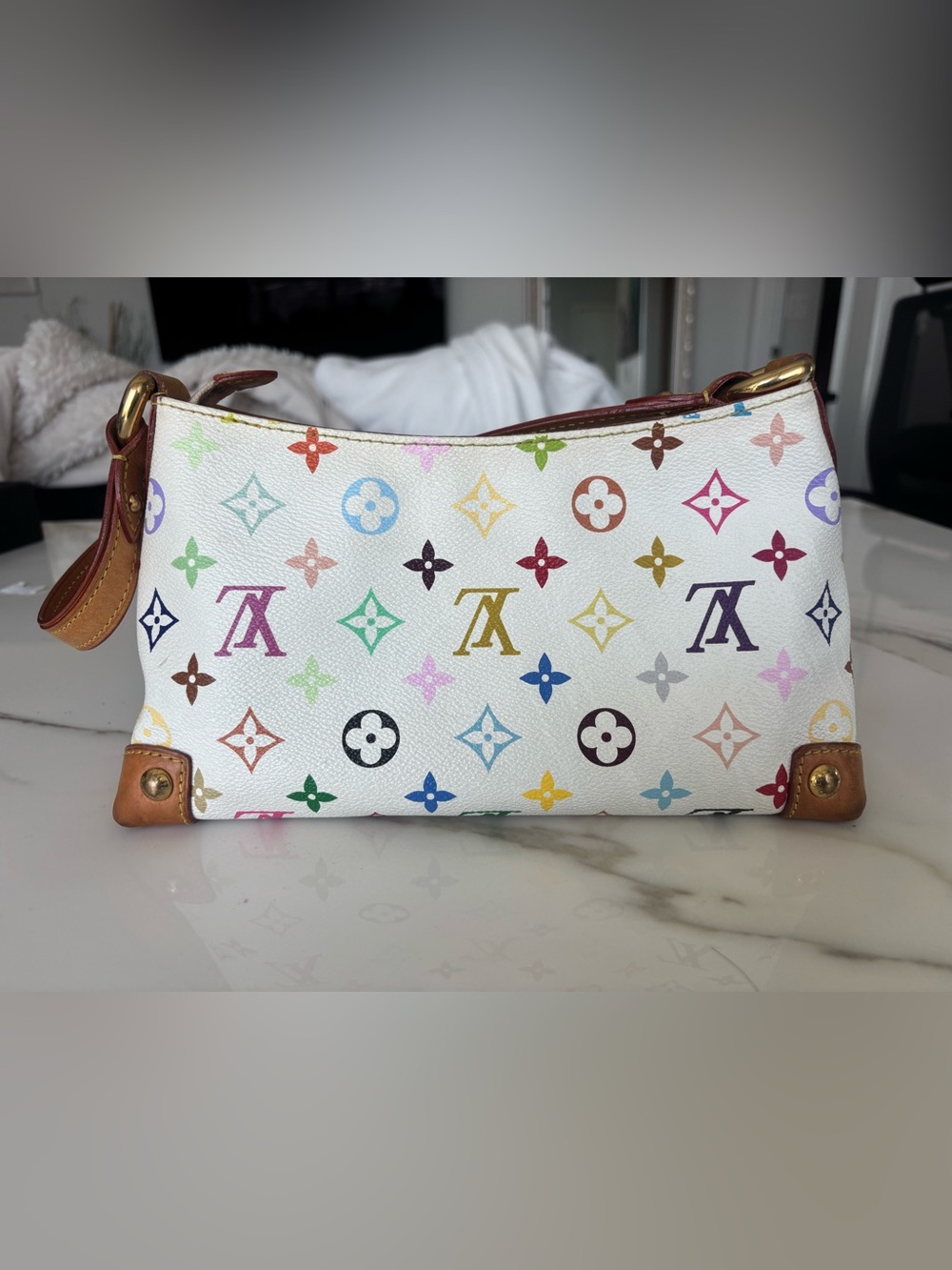Louis Vuitton Eliza Takashi Murakami White Multicolor Monogram Shoulder Bag - Picture 2 of 12